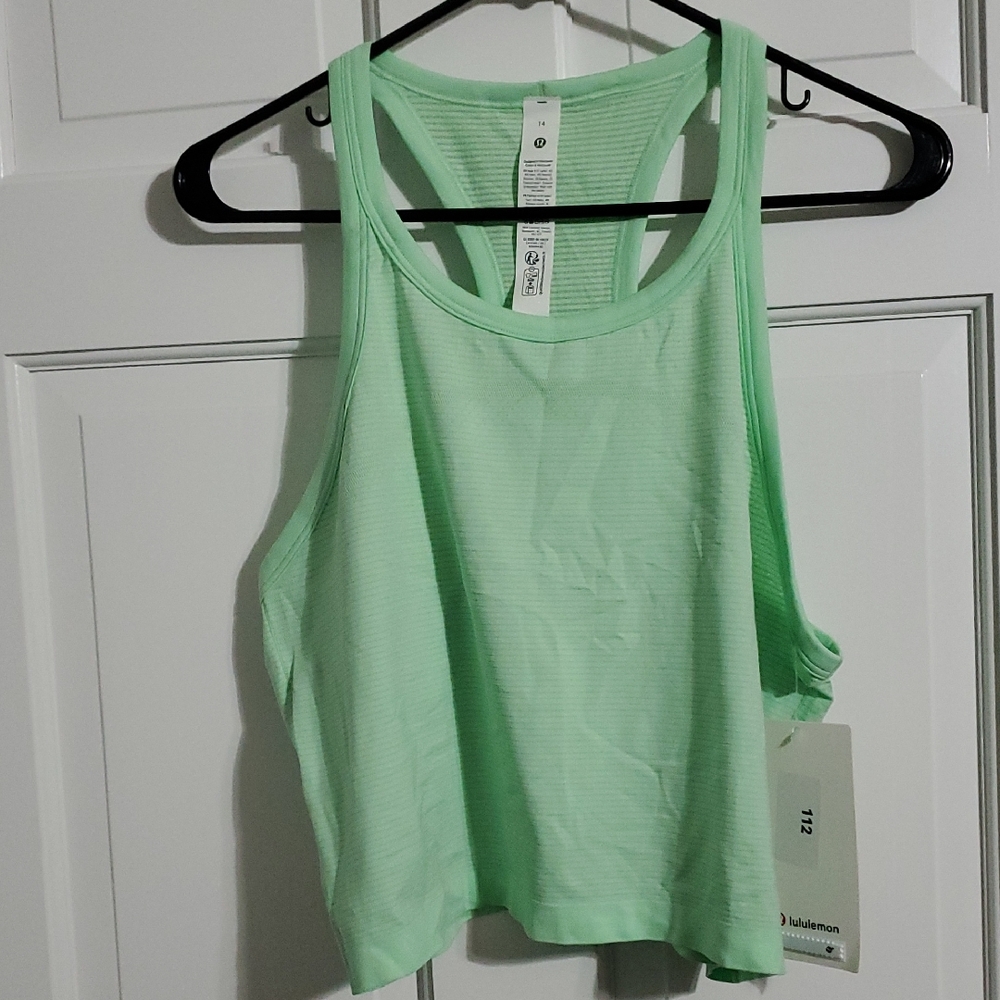 NWT Lululemon Swiftly Tech Cropped Racerback Tank Sz 14 Citra Lime